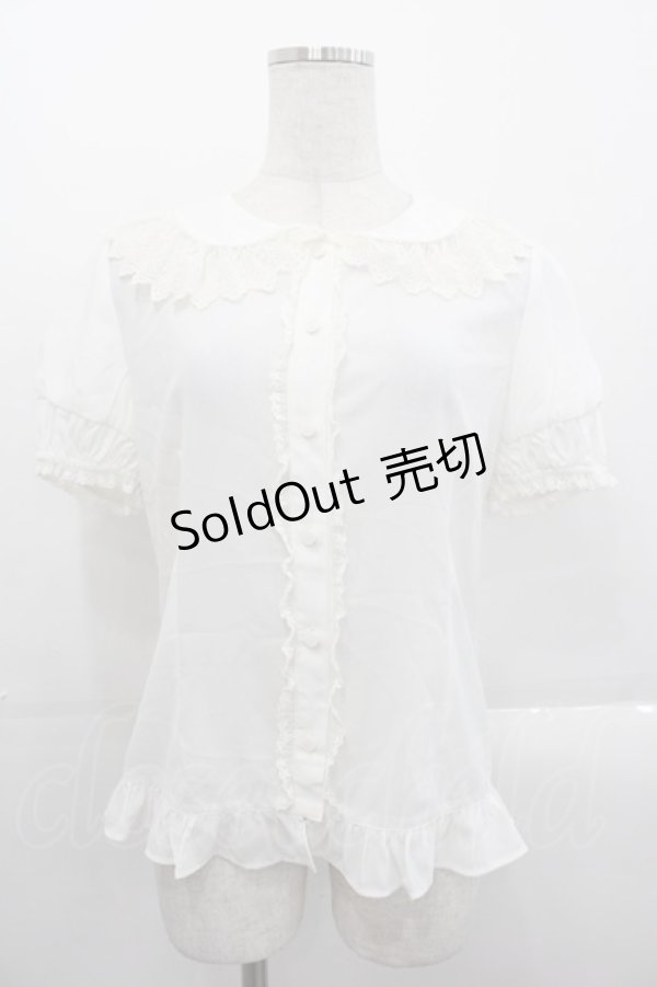 画像1: JanJuan（海外ロリータブランド） / レース襟半袖ブラウス M アイボリー I-25-10-29-001-LO-BL-SA-ZI (1)
