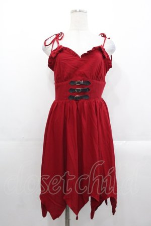 画像: To Alice / 3連ベルトキャミワンピース  赤ｘ黒 I-25-10-29-046-LO-OP-SA-ZI