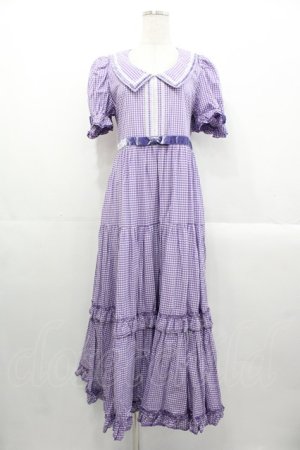 画像: Maria pipi / セーラーカラーチェックレースドレス  ラベンダー I-25-10-29-047-EL-OP-SA-ZI