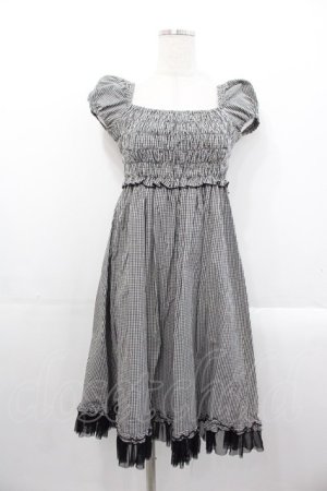 画像: PEACE NOW / ギンガムチェック半袖ワンピース  黒ｘ白チェック I-25-10-29-048-PU-OP-SA-ZI