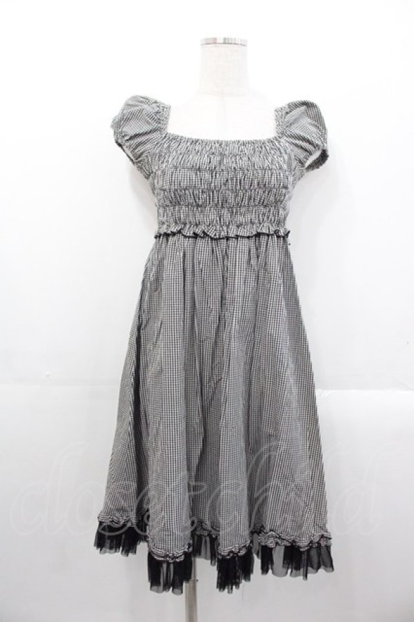 画像1: PEACE NOW / ギンガムチェック半袖ワンピース  黒ｘ白チェック I-25-10-29-048-PU-OP-SA-ZI (1)