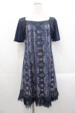 画像1: Ozz oneste / 蝶プリントチュール重ね半袖ワンピース  ネイビー I-25-10-29-050-OO-OP-SA-ZI (1)