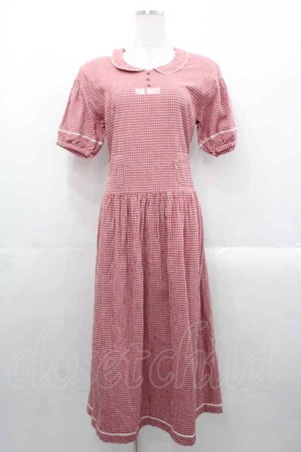 画像1: PINK HOUSE / ギンガムチェック半袖ワンピース  レッド I-25-10-29-051-LO-OP-SA-ZI (1)