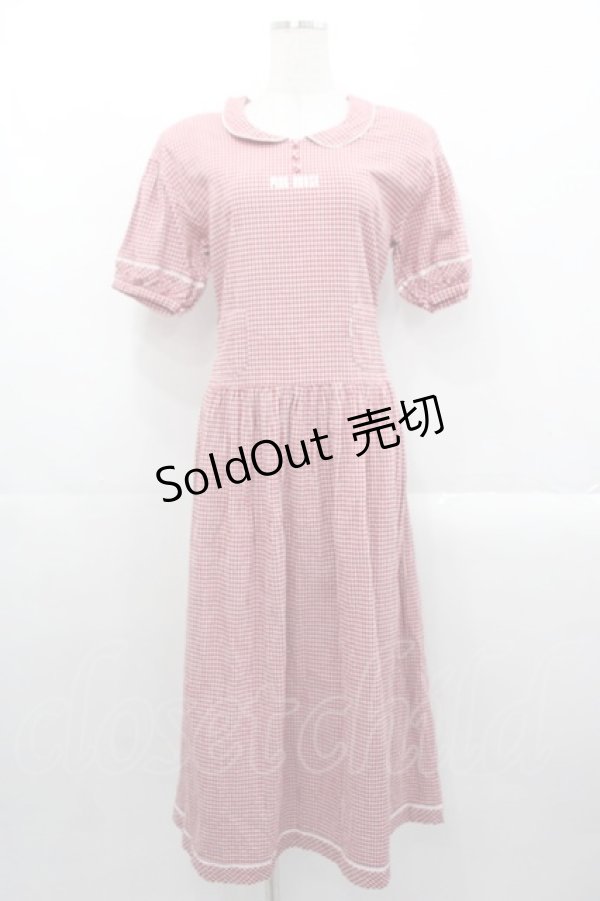 画像1: PINK HOUSE / ギンガムチェック半袖ワンピース  レッド I-25-10-29-051-LO-OP-SA-ZI (1)