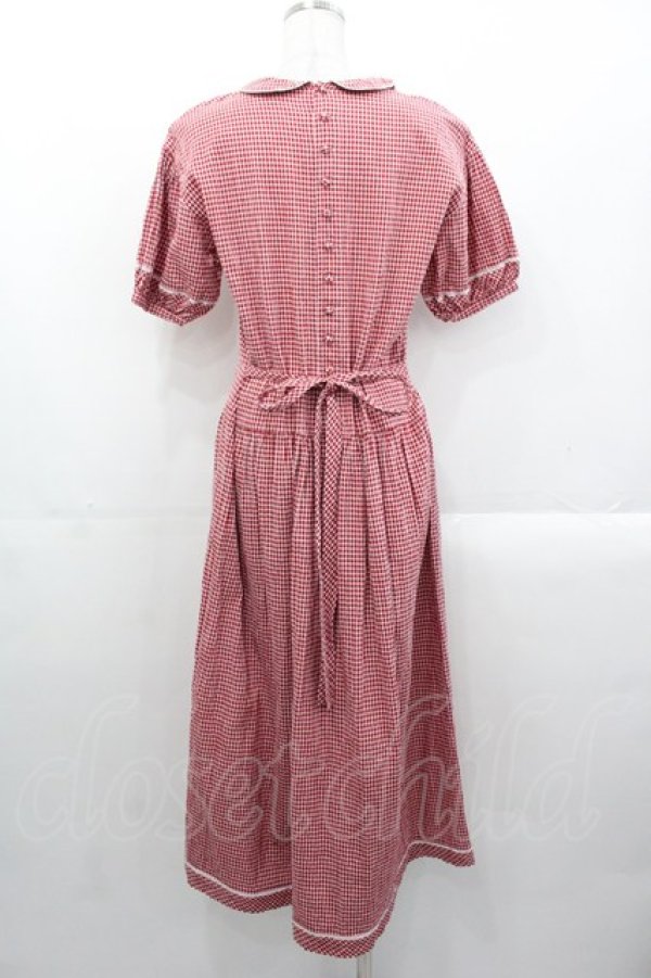 画像2: PINK HOUSE / ギンガムチェック半袖ワンピース  レッド I-25-10-29-051-LO-OP-SA-ZI (2)