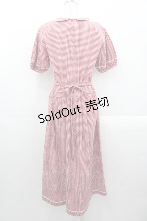 画像2: PINK HOUSE / ギンガムチェック半袖ワンピース  レッド I-25-10-29-051-LO-OP-SA-ZI (2)
