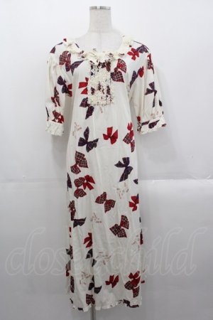 画像: PINK HOUSE / リボンプリントミディワンピース  白 I-25-10-29-052-LO-OP-SA-ZI