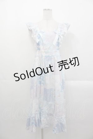 画像: Nile Perch / パッチワークプリントエプロンスカート  青Ｘラベンダー I-25-10-29-053-LO-SK-SA-ZI