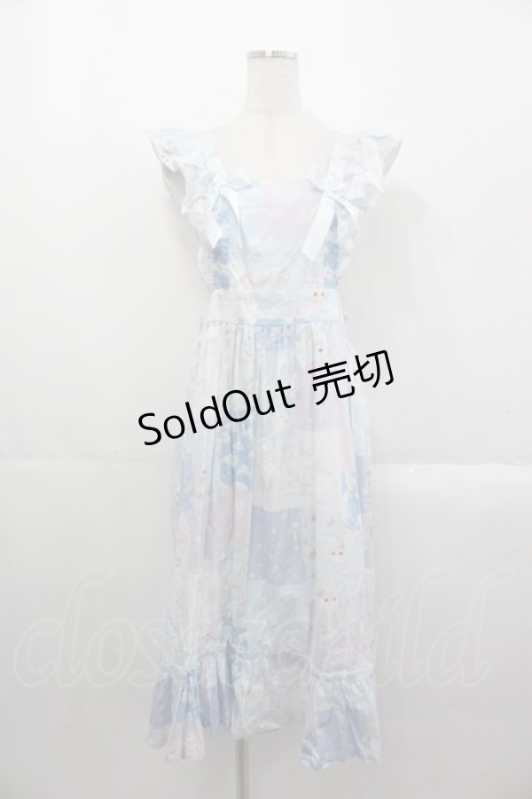 画像1: Nile Perch / パッチワークプリントエプロンスカート  青Ｘラベンダー I-25-10-29-053-LO-SK-SA-ZI (1)