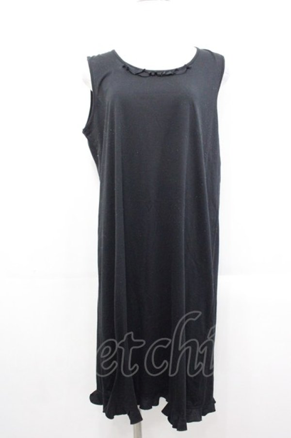 画像1: INGEBORG / 胸元フリルノースリーブワンピース 11号 ブラック I-25-10-29-056-LO-OP-SA-ZI (1)