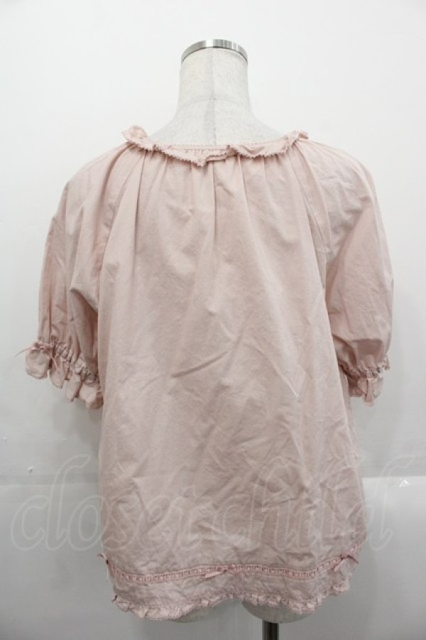 画像2: PINK HOUSE / フリルリボン半袖ブラウス  ピンク I-25-10-29-006-LO-BL-SA-ZI (2)