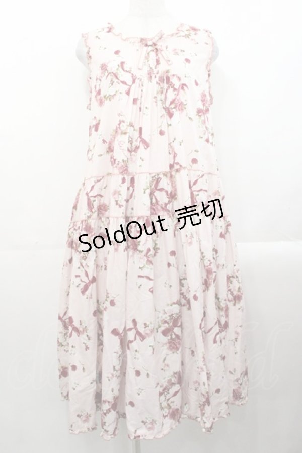 画像1: PINK HOUSE / ローズリース柄ミディ丈ワンピース  ピンク I-25-10-29-057-LO-OP-SA-ZI (1)