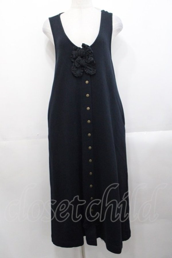 画像1: PINK HOUSE / リボン使いスウェットジャンパースカート  ブラック I-25-10-29-060-LO-OP-SA-ZI (1)