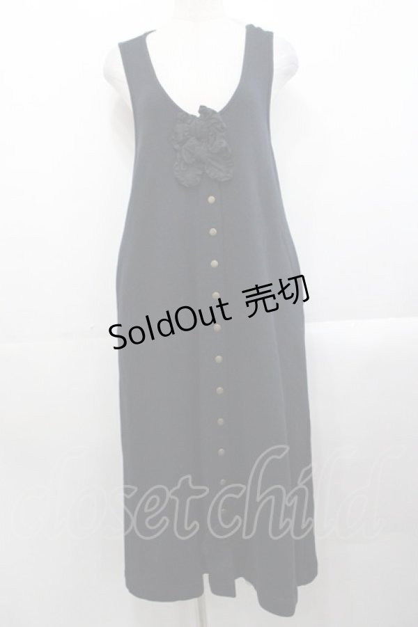 画像1: PINK HOUSE / リボン使いスウェットジャンパースカート  ブラック I-25-10-29-060-LO-OP-SA-ZI (1)