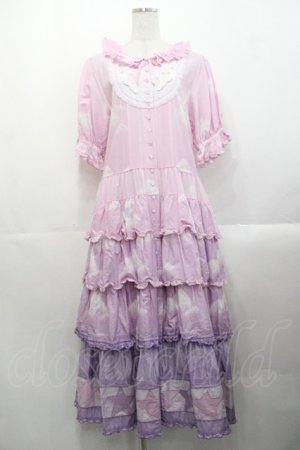 画像: PINK HOUSE / 空プリントパッチワークワンピース  ピンク I-25-10-29-061-LO-OP-SA-ZI