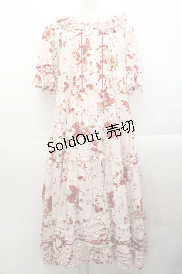 画像1: PINK HOUSE / リボンブーケプリントワンピース  ピンク I-25-10-29-062-LO-OP-SA-ZI (1)