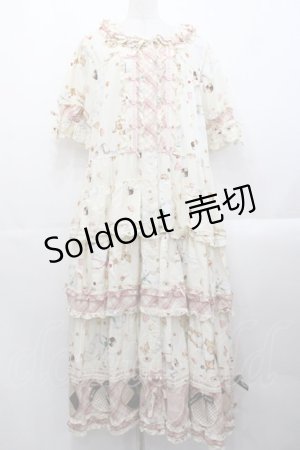 画像: PINK HOUSE / クッキーラビッツプリントパッチワークワンピース  アイボリー I-25-10-29-065-LO-OP-SA-ZI