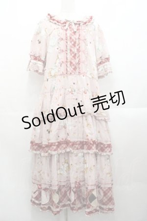 画像: PINK HOUSE / クッキーラビッツプリントパッチワークワンピース  ピンク I-25-10-29-066-LO-OP-SA-ZI