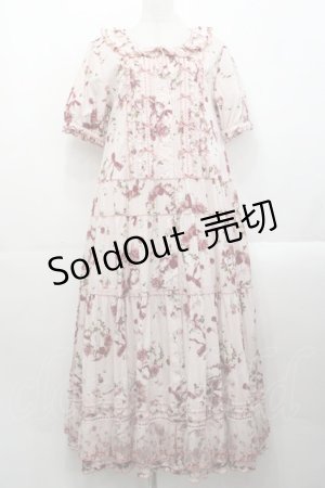 画像: PINK HOUSE / ローズリースプリントワンピース  ピンク I-25-10-29-067-LO-OP-SA-ZI