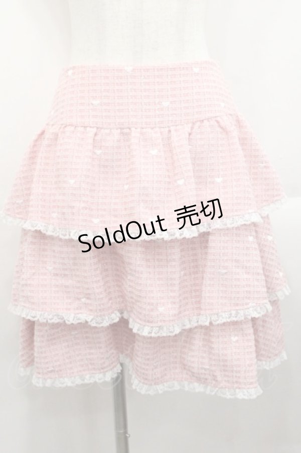画像1: mellfy memory / Fancy Heart tweedスカート M ピンク I-25-10-29-074-LO-SK-SA-ZI (1)