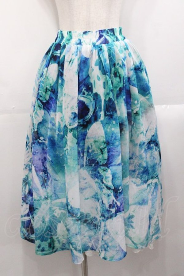 画像1: NieR Clothing / 裏地付きSHEER SKIRT スカート  青 I-25-10-29-081-PU-SK-SA-ZI (1)