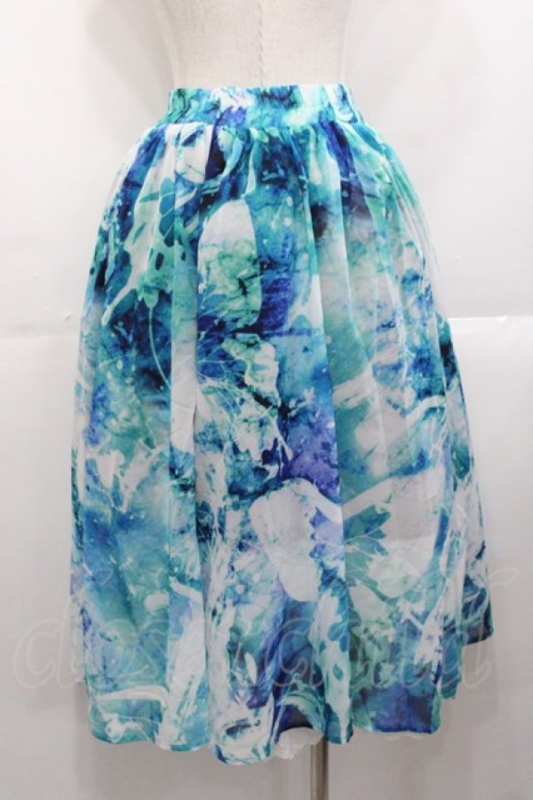 画像2: NieR Clothing / 裏地付きSHEER SKIRT スカート  青 I-25-10-29-081-PU-SK-SA-ZI (2)