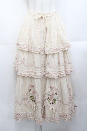 画像: PINK HOUSE / Berry Rose刺繍入りパッチワークスカート  生成り I-25-10-29-082-LO-SK-SA-ZI