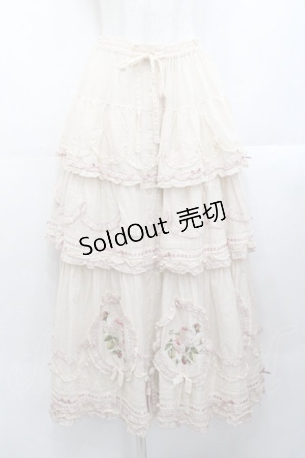 画像1: PINK HOUSE / Berry Rose刺繍入りパッチワークスカート  生成り I-25-10-29-082-LO-SK-SA-ZI (1)