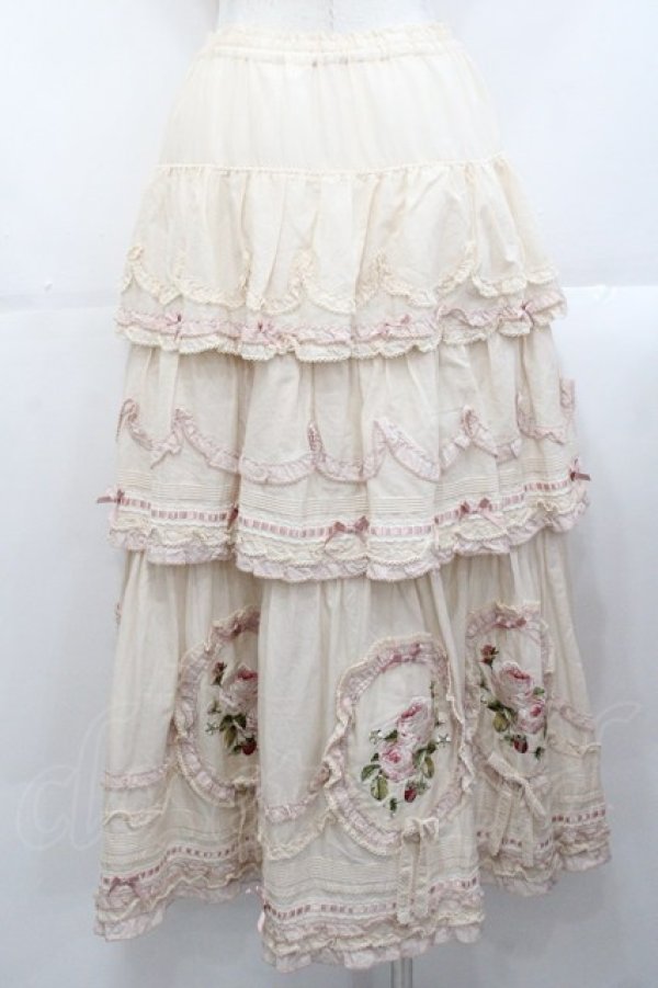 画像2: PINK HOUSE / Berry Rose刺繍入りパッチワークスカート  生成り I-25-10-29-082-LO-SK-SA-ZI (2)