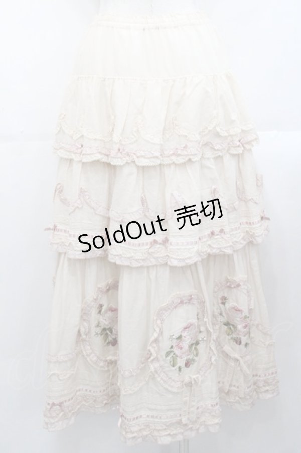 画像2: PINK HOUSE / Berry Rose刺繍入りパッチワークスカート  生成り I-25-10-29-082-LO-SK-SA-ZI (2)