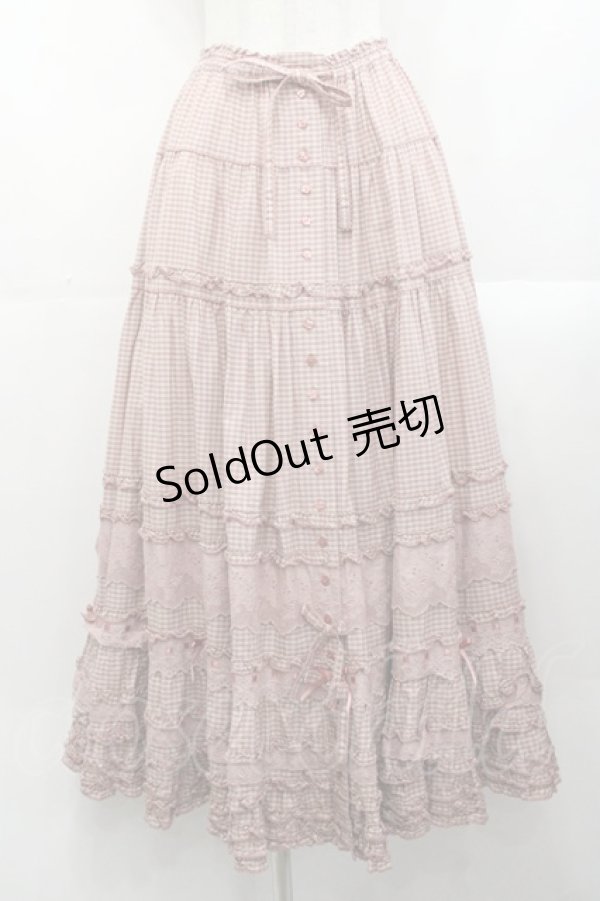 画像1: PINK HOUSE / 綿レース使いアンティークギンガムスカート  ピンクチェック I-25-10-29-083-LO-SK-SA-ZI (1)
