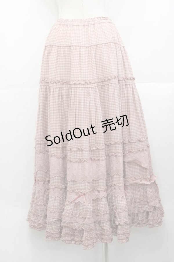画像2: PINK HOUSE / 綿レース使いアンティークギンガムスカート  ピンクチェック I-25-10-29-083-LO-SK-SA-ZI (2)