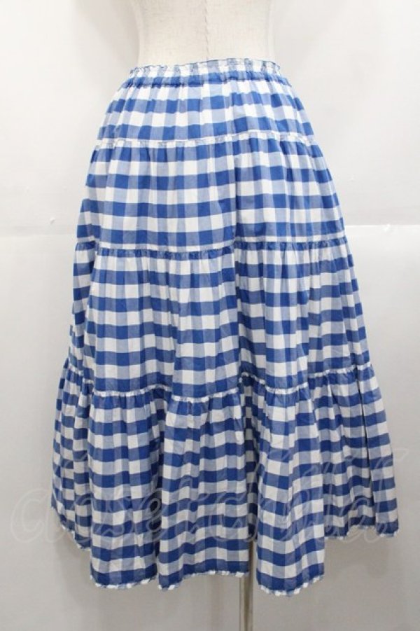 画像2: PINK HOUSE / ブロックギンガムチェックスカート  ブルー I-25-10-29-084-LO-SK-SA-ZI (2)