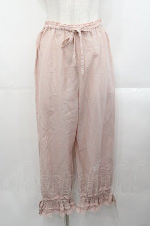 画像: PINK HOUSE / モノグラムロゴ刺繍入りドロワーズ  ピンク I-25-10-29-085-LO-PA-SA-ZI