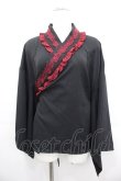 画像1: Chalmiere / 和風ブラウス M 黒Ｘ赤 I-25-10-29-012-LO-BL-SA-ZI (1)