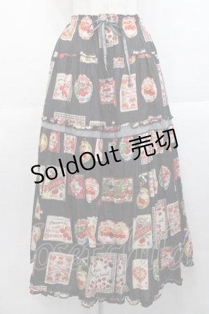 画像: PINK HOUSE / チェリープリントスカート  黒 I-25-10-29-086-LO-SK-SA-ZI