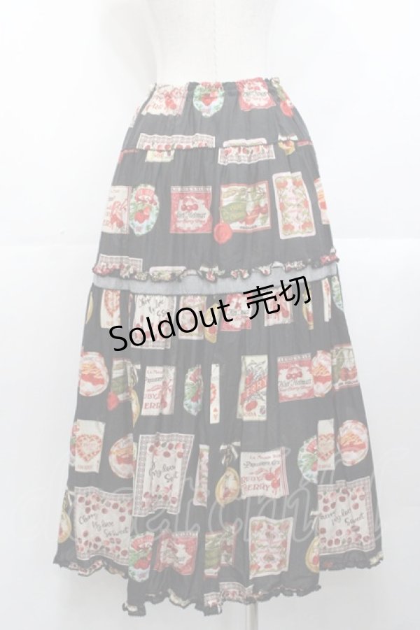 画像2: PINK HOUSE / チェリープリントスカート  黒 I-25-10-29-086-LO-SK-SA-ZI (2)