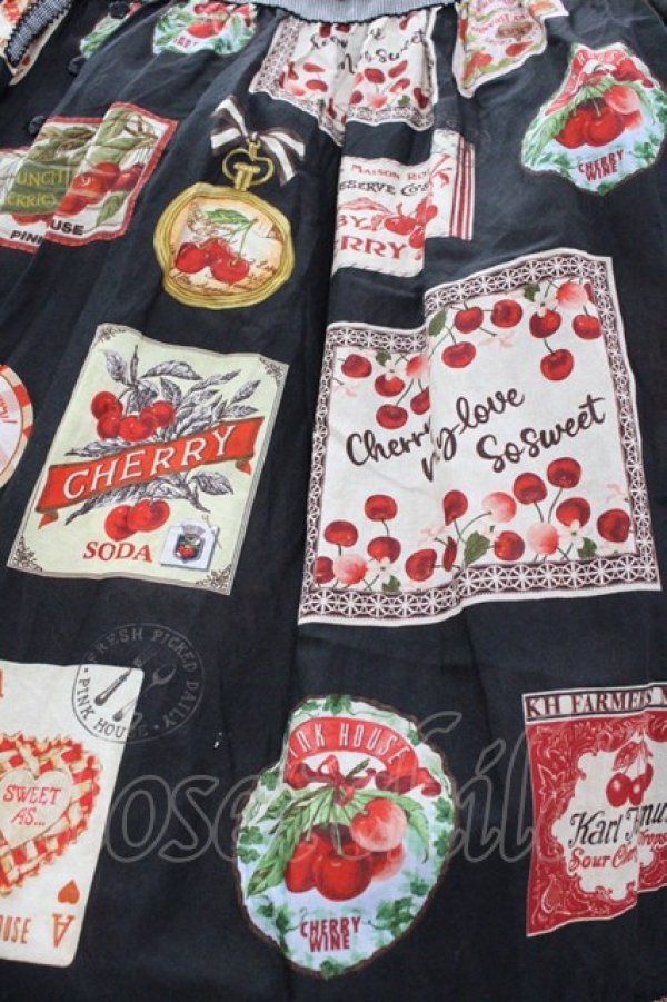 画像3: PINK HOUSE / チェリープリントスカート  黒 I-25-10-29-086-LO-SK-SA-ZI (3)