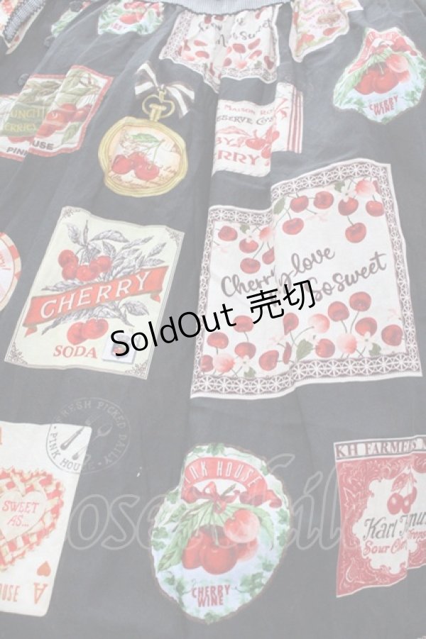 画像3: PINK HOUSE / チェリープリントスカート  黒 I-25-10-29-086-LO-SK-SA-ZI (3)