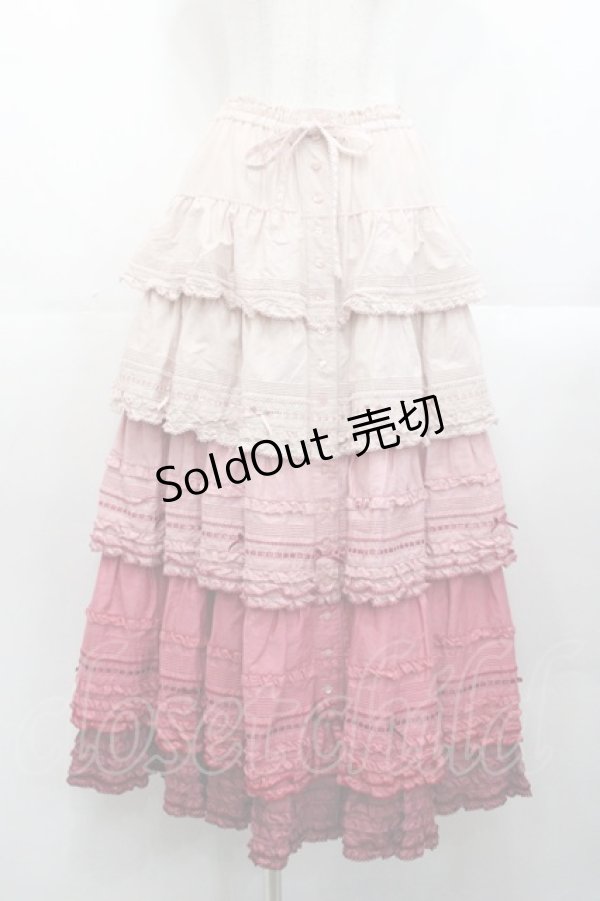 画像1: PINK HOUSE / 段々ピコフリルフリルスカート  ピンクグラデーョン I-25-10-29-089-LO-SK-SA-ZI (1)