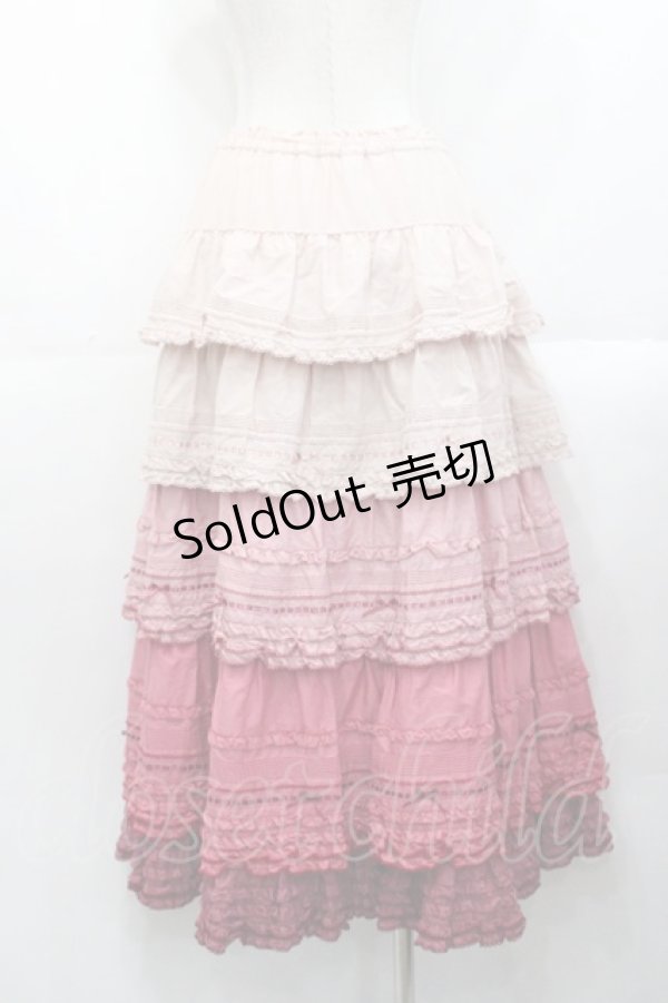 画像2: PINK HOUSE / 段々ピコフリルフリルスカート  ピンクグラデーョン I-25-10-29-089-LO-SK-SA-ZI (2)