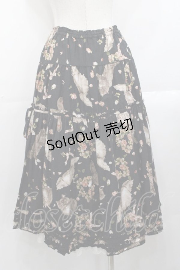 画像2: PINK HOUSE / フラッフィー・キティーズプリントスカート  ブラック I-25-10-29-090-LO-SK-SA-ZI (2)