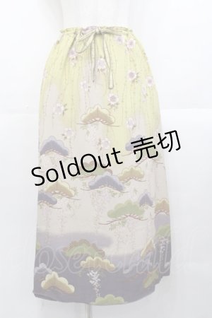 画像: WONDERFUL WORLD / 和柄スカート  グリーン I-25-10-29-093-LO-SK-SA-ZI
