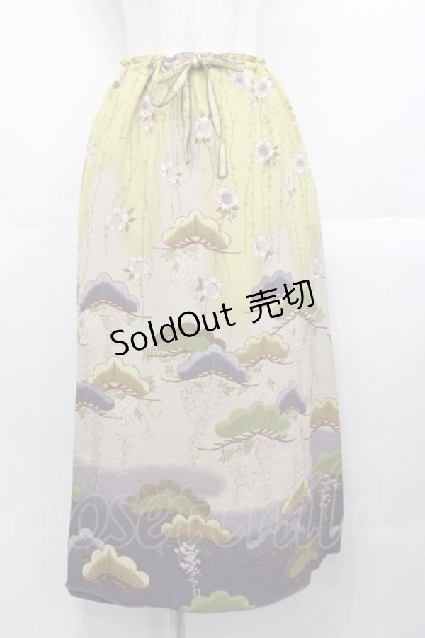 画像1: WONDERFUL WORLD / 和柄スカート  グリーン I-25-10-29-093-LO-SK-SA-ZI (1)