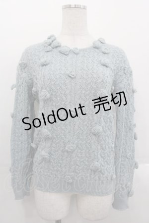 画像: INGEBORG / フラワーモチーフ長袖ニット  サックス I-25-10-29-014-LO-TO-SA-ZI