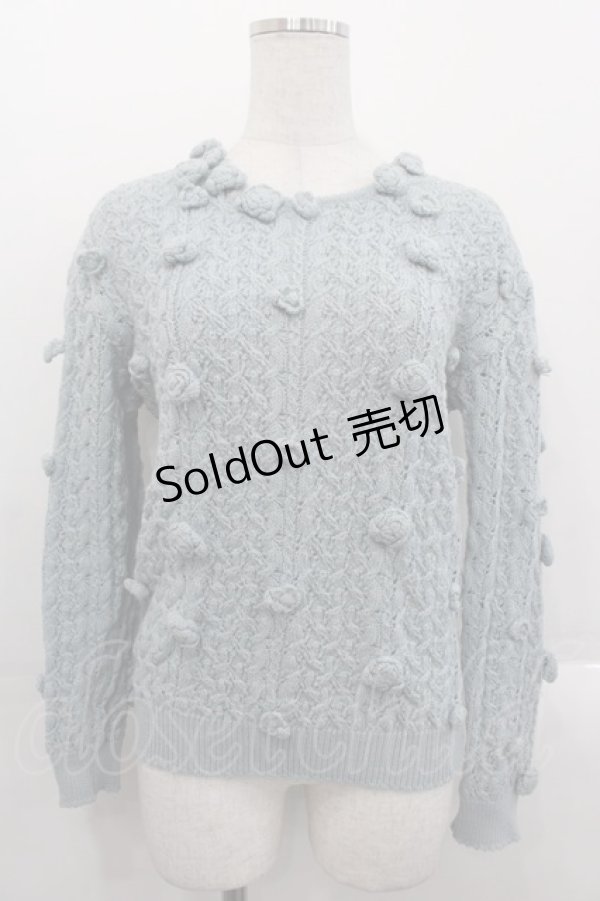 画像1: INGEBORG / フラワーモチーフ長袖ニット  サックス I-25-10-29-014-LO-TO-SA-ZI (1)