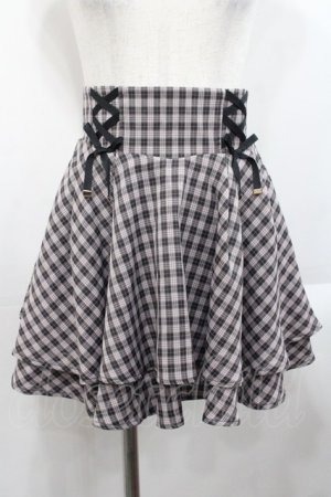 画像: Rojita / サイドレースアップスカパン  ピンクＸ黒チェック I-25-10-29-096-LO-SK-SA-ZI