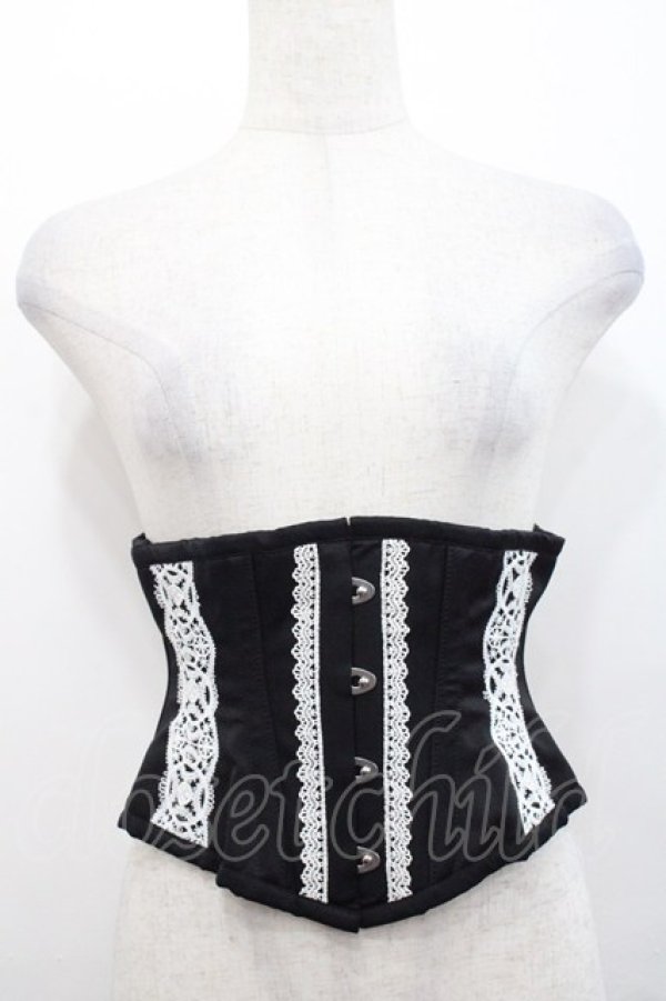 画像1: abilletage / nobleレースミニショートコルセット 4 黒Ｘ白 I-25-10-29-098-GO-ZA-SA-ZI (1)