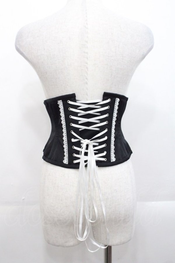 画像2: abilletage / nobleレースミニショートコルセット 4 黒Ｘ白 I-25-10-29-098-GO-ZA-SA-ZI (2)