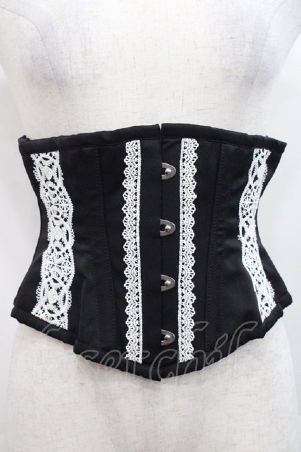 画像3: abilletage / nobleレースミニショートコルセット 4 黒Ｘ白 I-25-10-29-098-GO-ZA-SA-ZI (3)
